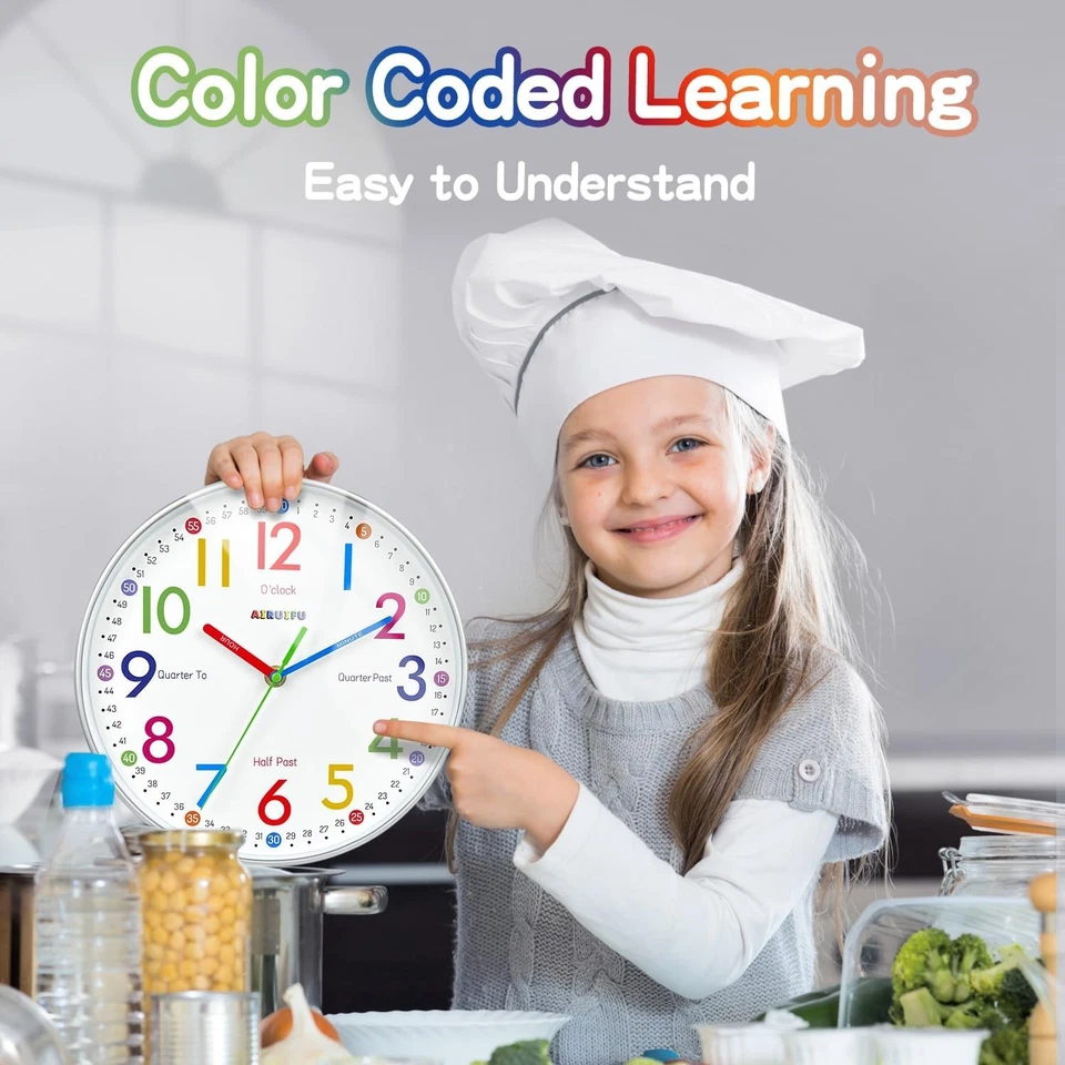 Telling Time Teaching Clock - Learning for Kids - 10inch, White  - Image 3 of 4