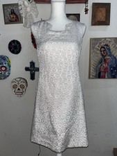 Nine West Women's Ivory Cut Out Neck Sleeveless Dress Ivory White w/pockets Sz 4