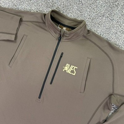 Aves Stratum Midway 203 Pullover Mens 3XL Half Zip Brown Polyester Activewear