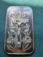 1oz 999 Fine Silver Art Bar Easter 1974 Jesus High Relief from Madison Mint