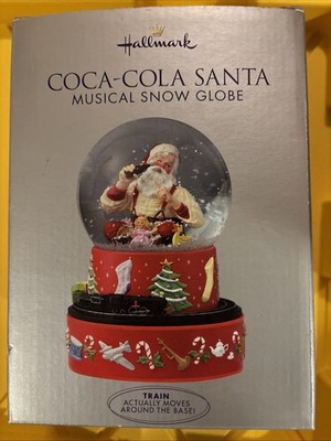 Vintage Hallmark Coca-Cola Santa Musical Snow Globe With Moving Train Christmas