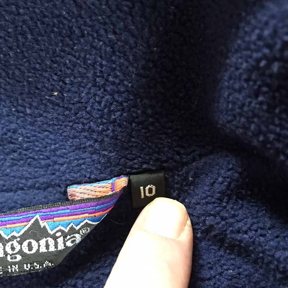 Vintage Patagonia Jacket Blue Fleece Lined Bomber Ski Style Youth Size 10 USA - Image 4 of 4