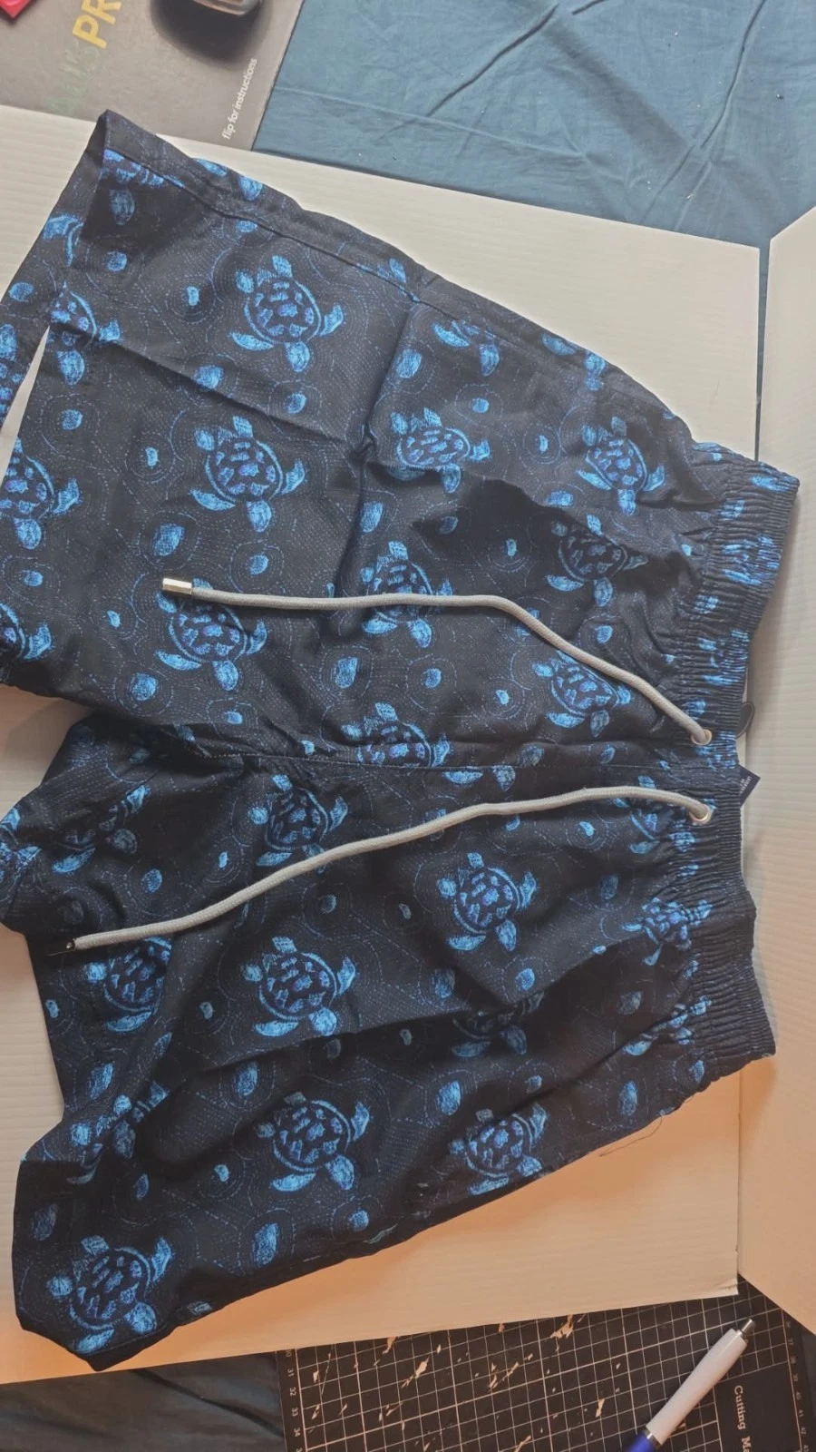 VILEBREQUIN Size 4XL DARK BLUE with TURTLES Men's Swim Shorts