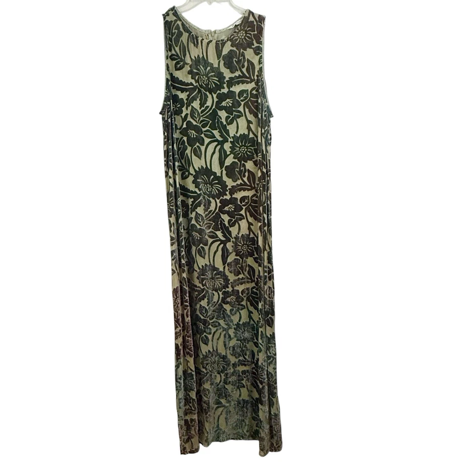 VESTIDO MAXI SUNDANCE Terciopelo Burnout Floral Talla L Transparente Boho Bosque Hadas Tanque Foto 3 de 4