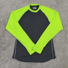 Under Armour Allseason Gear Shirt Gray Men M Neon Long Sleeve Waffle Knit Layer