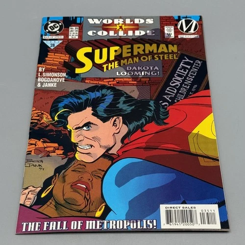 Vintage 1994 DC Superman The Man of Steel #35 Worlds Collide Comic Milestone