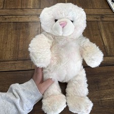 Build-A-Bear Workshop Plush Pink  White Cuddles Teddy Stuffed Animal Toy 15  
