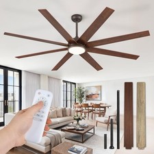 Fanbulous 74" Ceiling Fan with Light and Remote, 8 Blades, 6 Speeds, Farmhouse