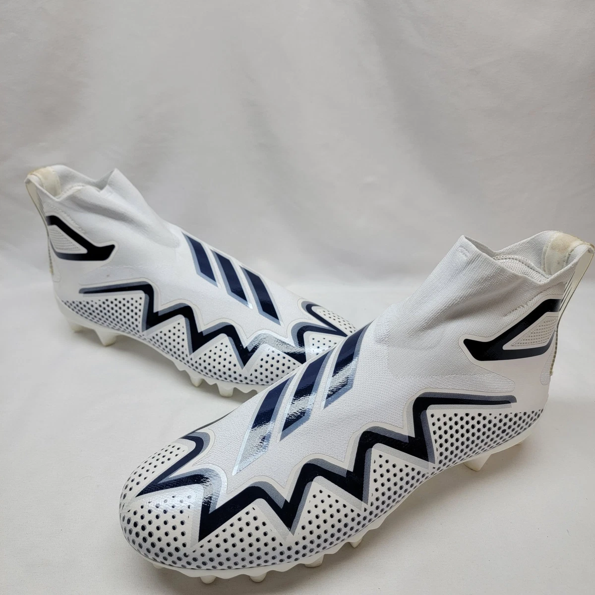Size 14 Adidas Adizero 5-Star 7.0 Football Cleats NFL White/Blue Giants B96413 Adidas Adizero Electric Football Cleats Snake Attack Blue  main image 4