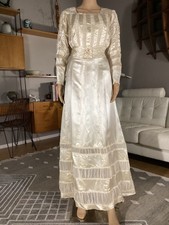 Amazing Antique 20's 30's Wedding Gown Dress Satin  Silk Chiffon