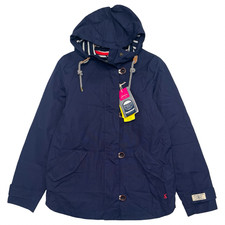 Joules Coast Rain Coat Jacket Womens 6 Blue Waterproof Hooded Outdoor Nautical