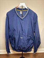 Vintage 90s Nike Windbreaker Pullover Jacket Blue/White Sz LG Center Swoosh Y2K