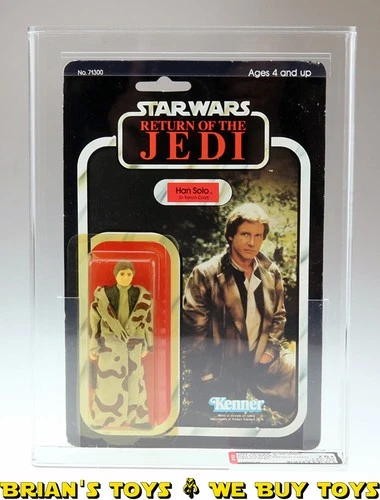 Vintage Kenner Star Wars Carded ROTJ 77 Back-A Han Solo (In Trench Coat) Camo...