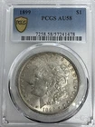 1899 $1 Morgan Silver Dollar Coin PCGS AU58 **Better Date** Gold Shield - Toning