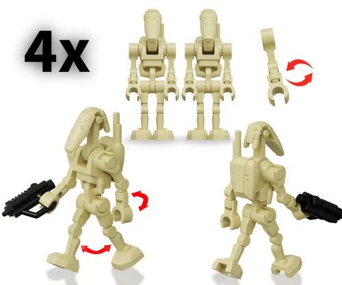 4x POSEABLE (!!) Custom Battle droid minifigures - star wars lego
