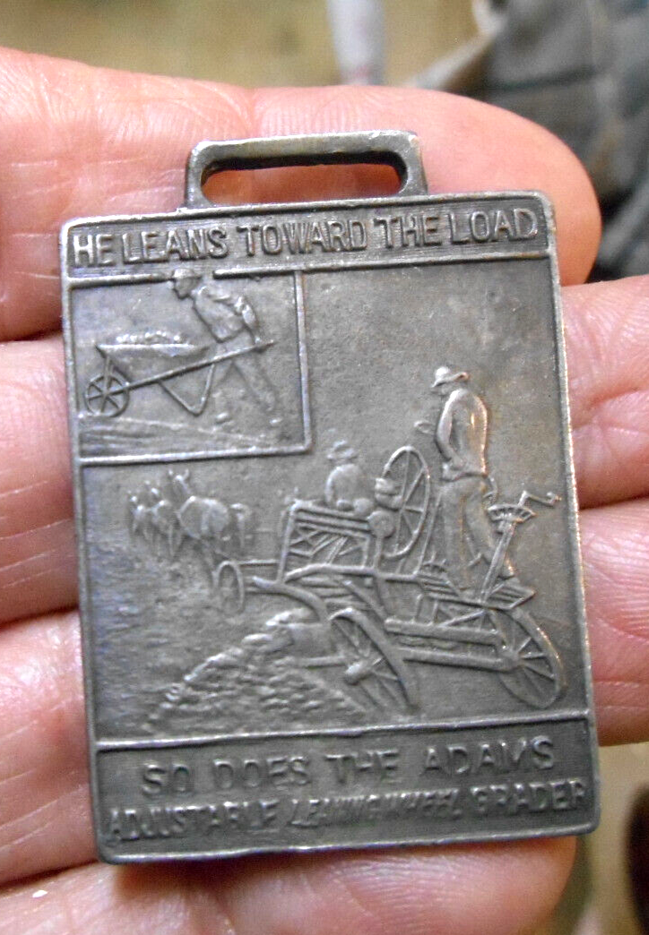 Old Adams Horse Drawn Adjustable Wheel Grader Watch Fob He  display picture 3