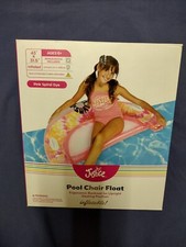 Justice Inflatable Pool Chair Float Swim Toy Accessory Pink Ages 6 New NIP