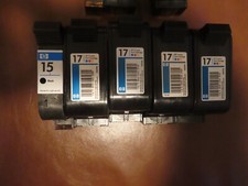 Empty HP 15 black and HP 17 tri-color Ink Cartridges, Lot Of 8 - free shipping 