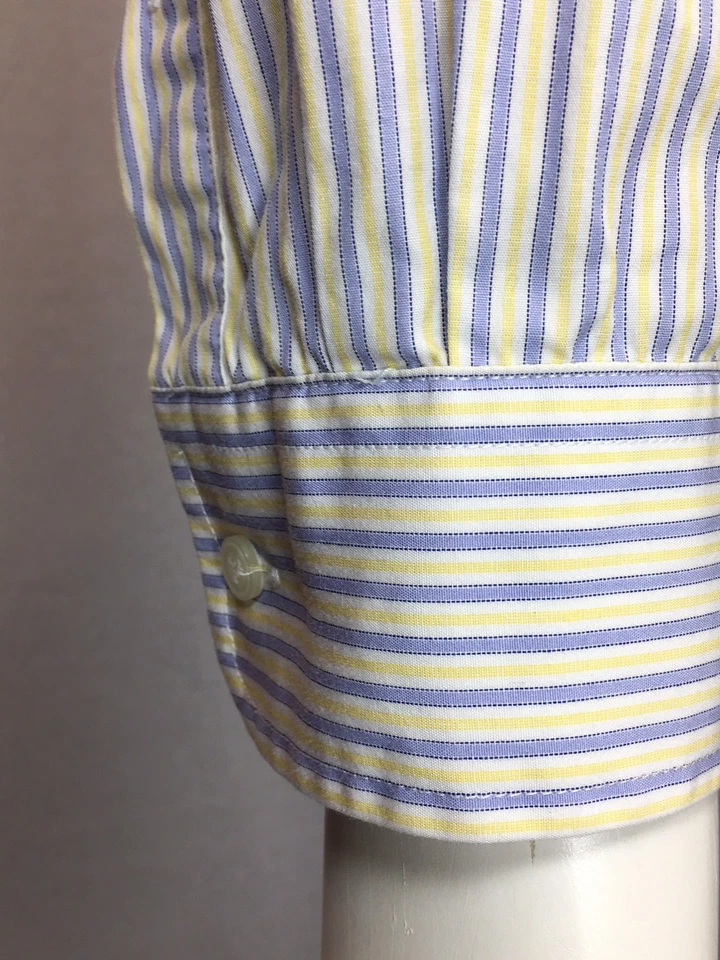 Camisa L/S Para Hombre Hart Shaffer Marx 16 Regular Grande Azul Amarillo y Blanco Rayas Foto 3 de 4