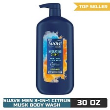 Suave Men 3-in-1 Body Wash, Hair, Face, Citrus  Musk, 30 oz