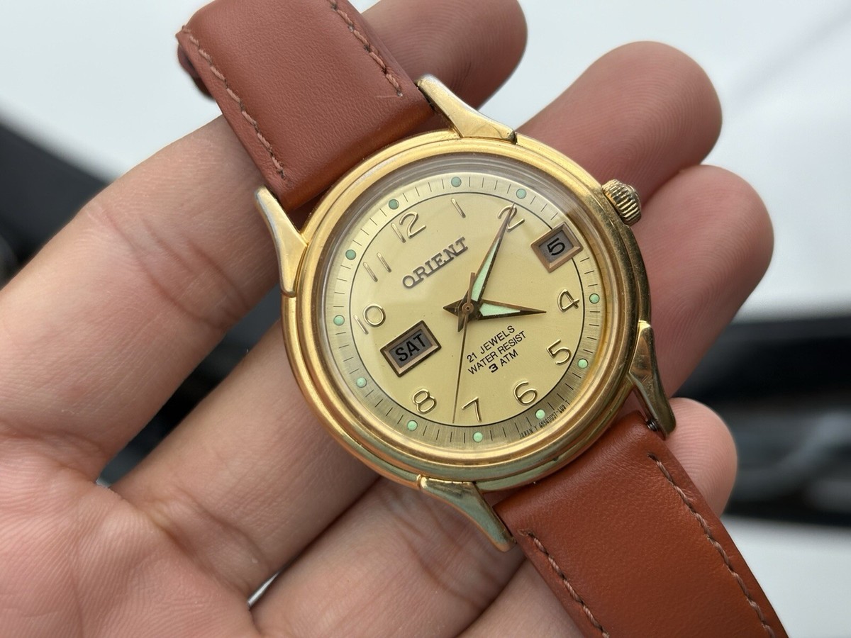 RARE ✨ orient gold 21 jewels water resist 3 atm 36/38 mm | eBay