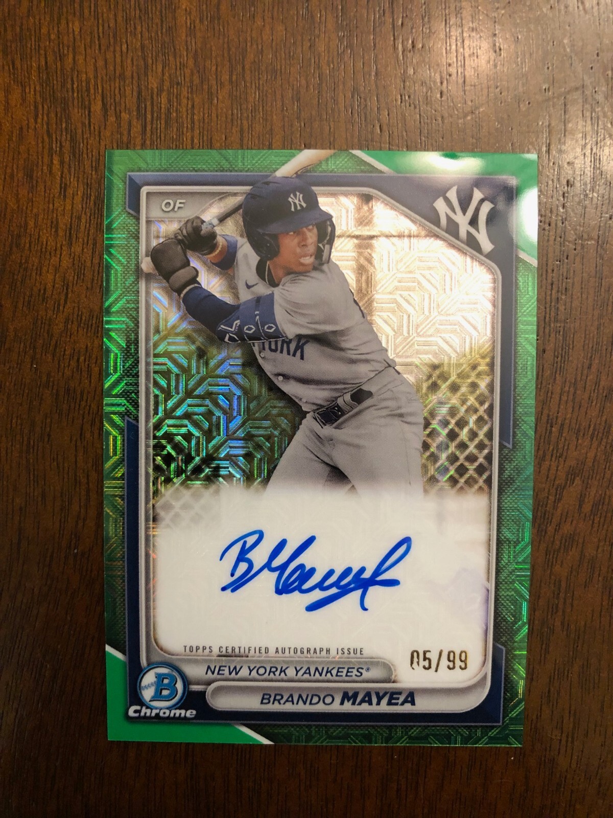 2024 Bowman Chrome Mega Brando Mayea Green Mojo Auto 05/99 BMA-BMA Yankees