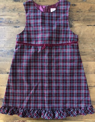 Gymboree Red Plaid Velvet Trim Jumper Christmas Holiday Dress Girls Size  Medium | eBay