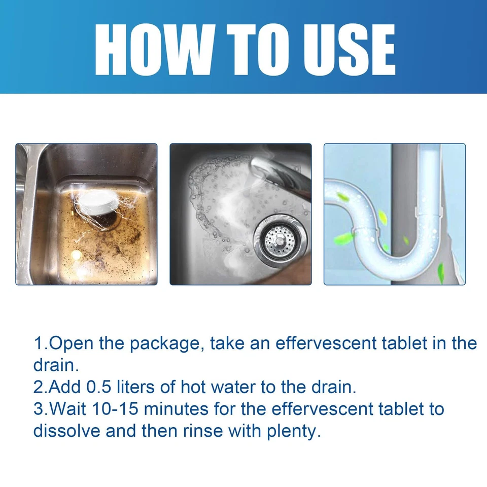 1-5x Potente agente de dragado de tuberías, agente de dragado de tuberías para inodoro de cocina. Foto 4 de 4