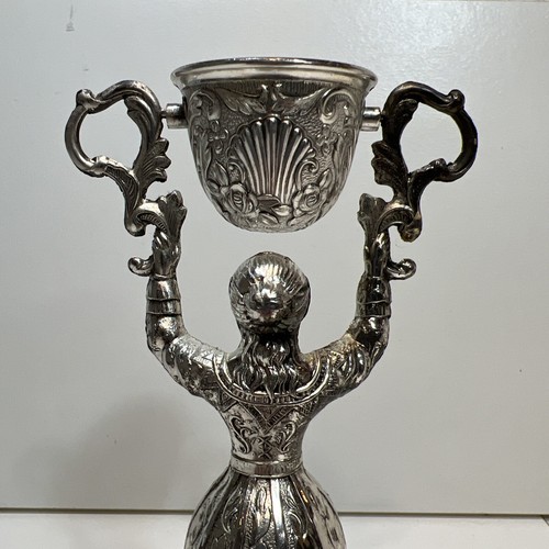 Vintage Antique Figural Wedding Cup German Silver Plate Woman Gilt Gold Goblet - Picture 7 of 14