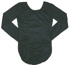 Weissman Curtain Call Leotard Leo Front Lining LS Black New Girl S 5 6 FREE SHIP — photo 2