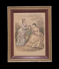 1869 Paris Ladies Fashion Print, La Mode Illustree No. 30, Wood Frame