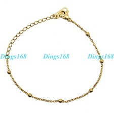 Solid 18K Yellow Gold Filled Tarnish-Resist Italian Thin Rolo Chain Bracelet C5J