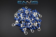 14-16 GAUGE VINYL RING 3/8 CONNECTOR 500 PK BLUE CRIMP TERMINAL AWG GA CAR SUV