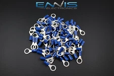14-16 GAUGE VINYL RING 3/8 CONNECTOR 500 PK BLUE CRIMP TERMINAL AWG GA CAR SUV