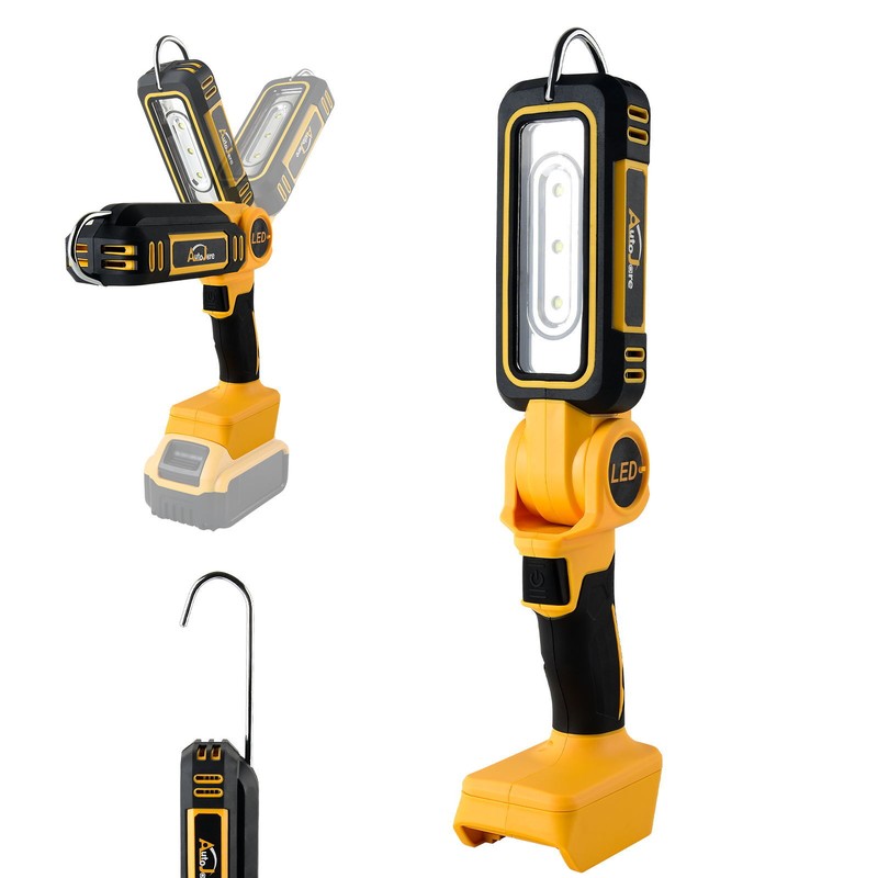 140° Rotating Handheld Torch Cordless LED Work Light for Dewalt 18V 20V Battery