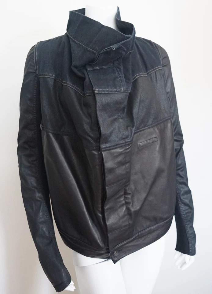 $2645 🆕️Auténtica chaqueta de mezclilla y cuero RICK OWENS DRKSHDW "EXPLODER SLICED" L Foto 2 de 4