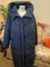 Capsule Long Quilted Puffer Blue Coat - Uk 24