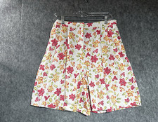 Vintage Shorts Womens Medium White Floral Pockets Cottage Coastal Retro 30x8