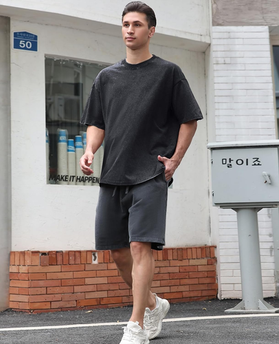 Men'S Cotton T-Shirts Oversized Unisex Short Sleeves Casual Loose Wash Solid Bas - Picture 3 of 12