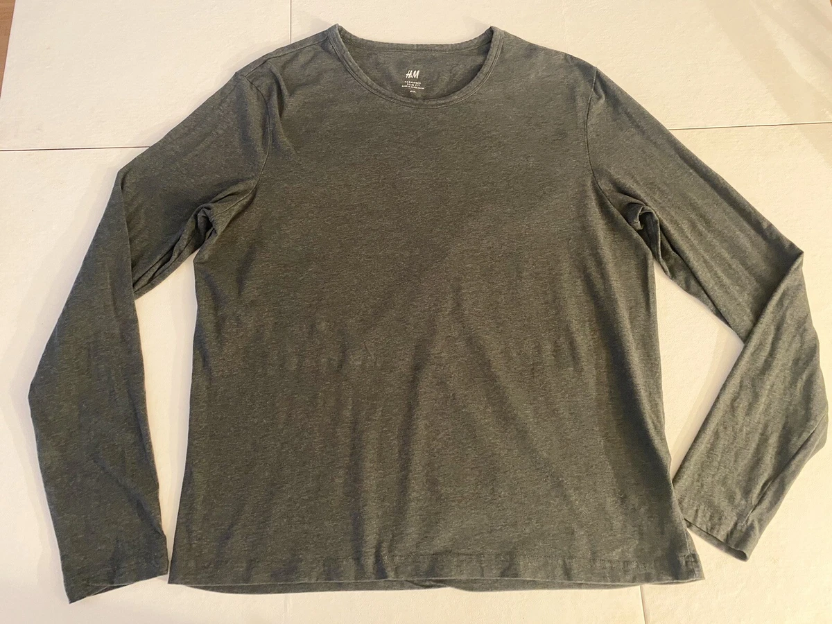 H M Crew Neck Slim Fit Long Sleeve Gray Pull Over Shirt XL eBay