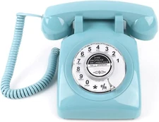 Rotary Dial Telephone 1960 Style blue Retro Old Fashioned Vintage Phone WorkinG