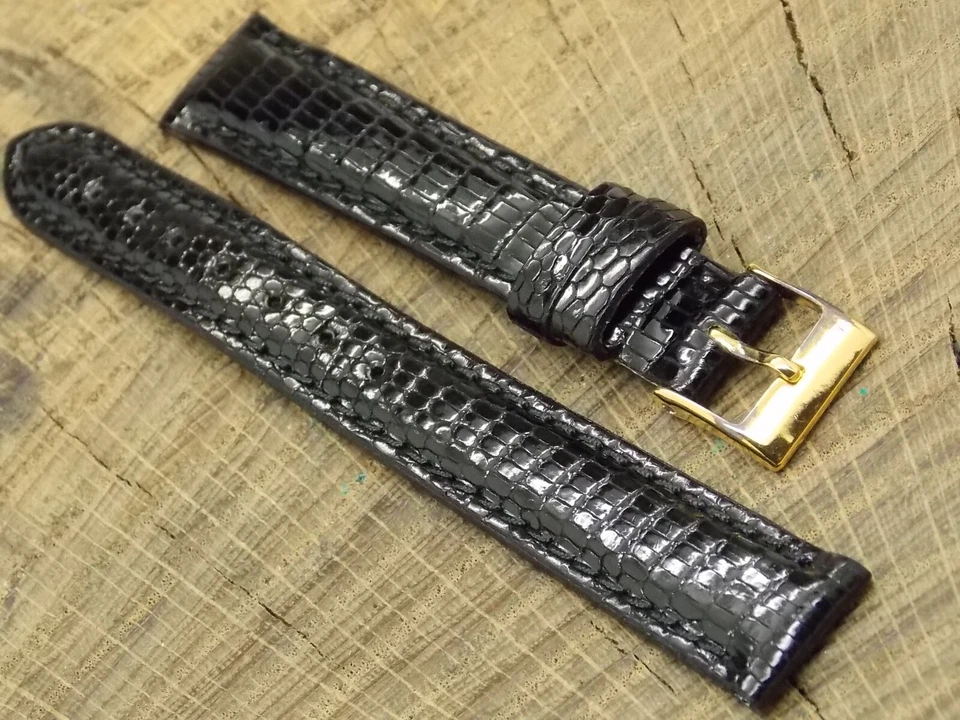 Correa de reloj Band-It NOS de colección acolchada lagarto con hebilla de tono dorado 14 mm Foto 3 de 4