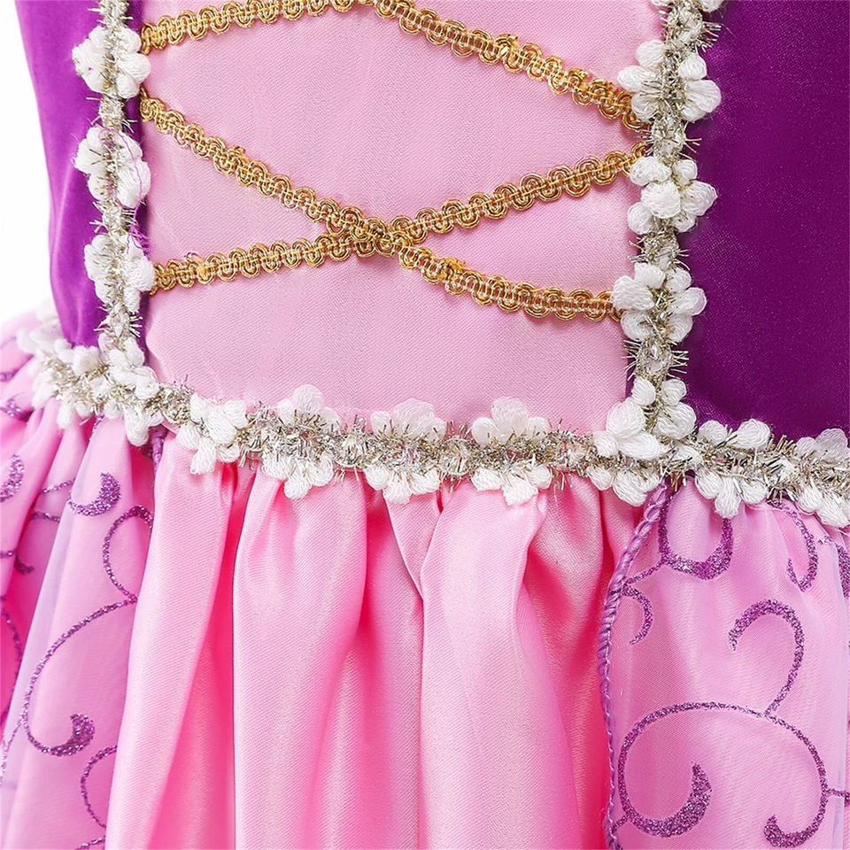 Girls Rapunzel Dress Up Set Princess Costume & Accessories for Party Birthday - Image 4 of 4