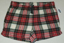 Women's Old Navy Red Plaid Flannel Boxer Sleep Shorts Sizes L Tall, XL Tall