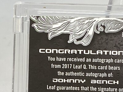 2017 Leaf Q Spectrum Johnny Bench #BA-JB1 Auto HOF SP⁄15 AUTOGRAPH