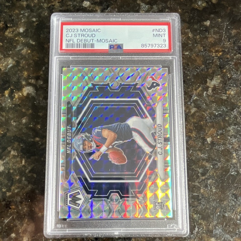 Panini 2023 Mosaic C.J. Stroud NFL Debut #ND-3 Mosaic Prizm RC PSA 9