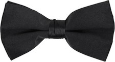 Mens Clip On Bow Tie - Solid Color Bowties for Men - Black.