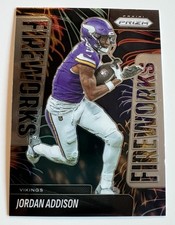 2025 Panini Prizm Football Jordan Addison Fireworks Insert #8 Minnesota Vikings