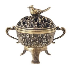 Vintage Chinese Incense Burner Metal Censer Small Charcoal Burner With Lid