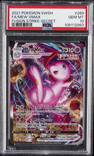 2021 POKEMON SWORD & SHIELD FUSION STRIKE SECRET #269 FULL ART/MEW VMAX PSA 10